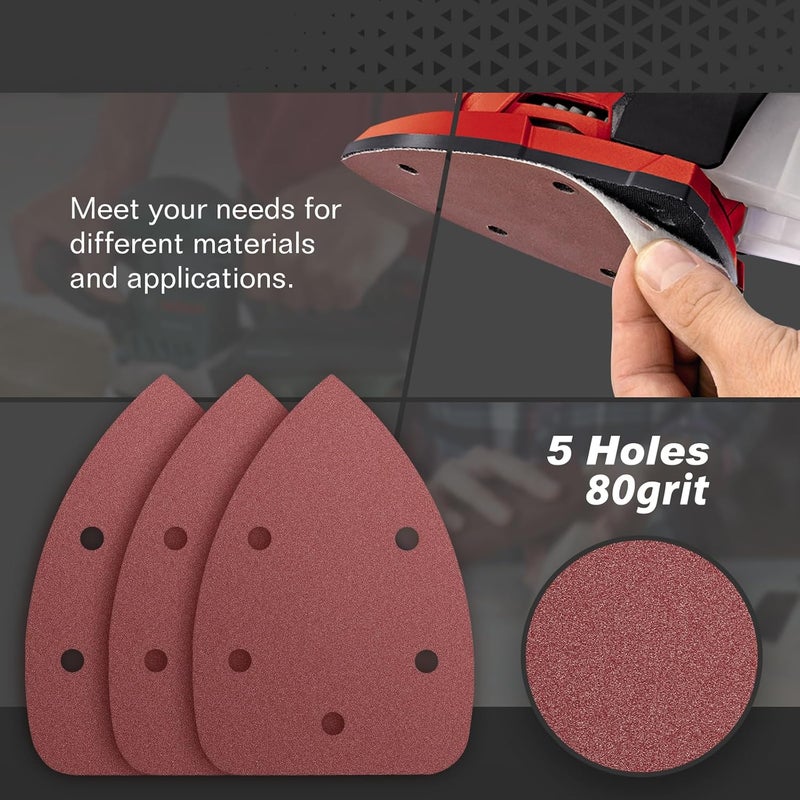 LOLOLE 50PCS Mouse Detail Sander Sandpaper, 80 Grits Triangle Sanding Pads, 5 Holes Sanding Sheets Sandpaper Assortment, Sander Pads Sander Paper Mouse Sand Paper for Sanding Polishing - Image 4